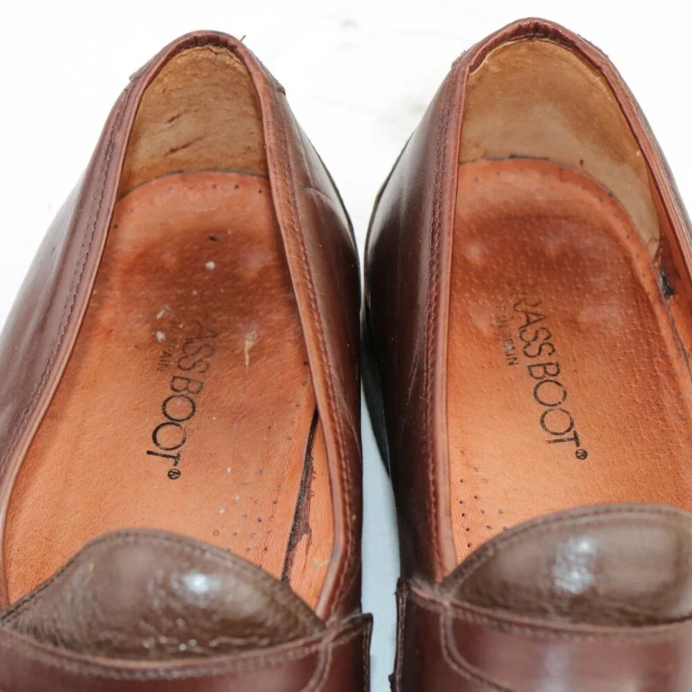 Vintage Brassboot Mens Tassel Loafer Size 10.5 Brown Leather Handmade Dress Shoe